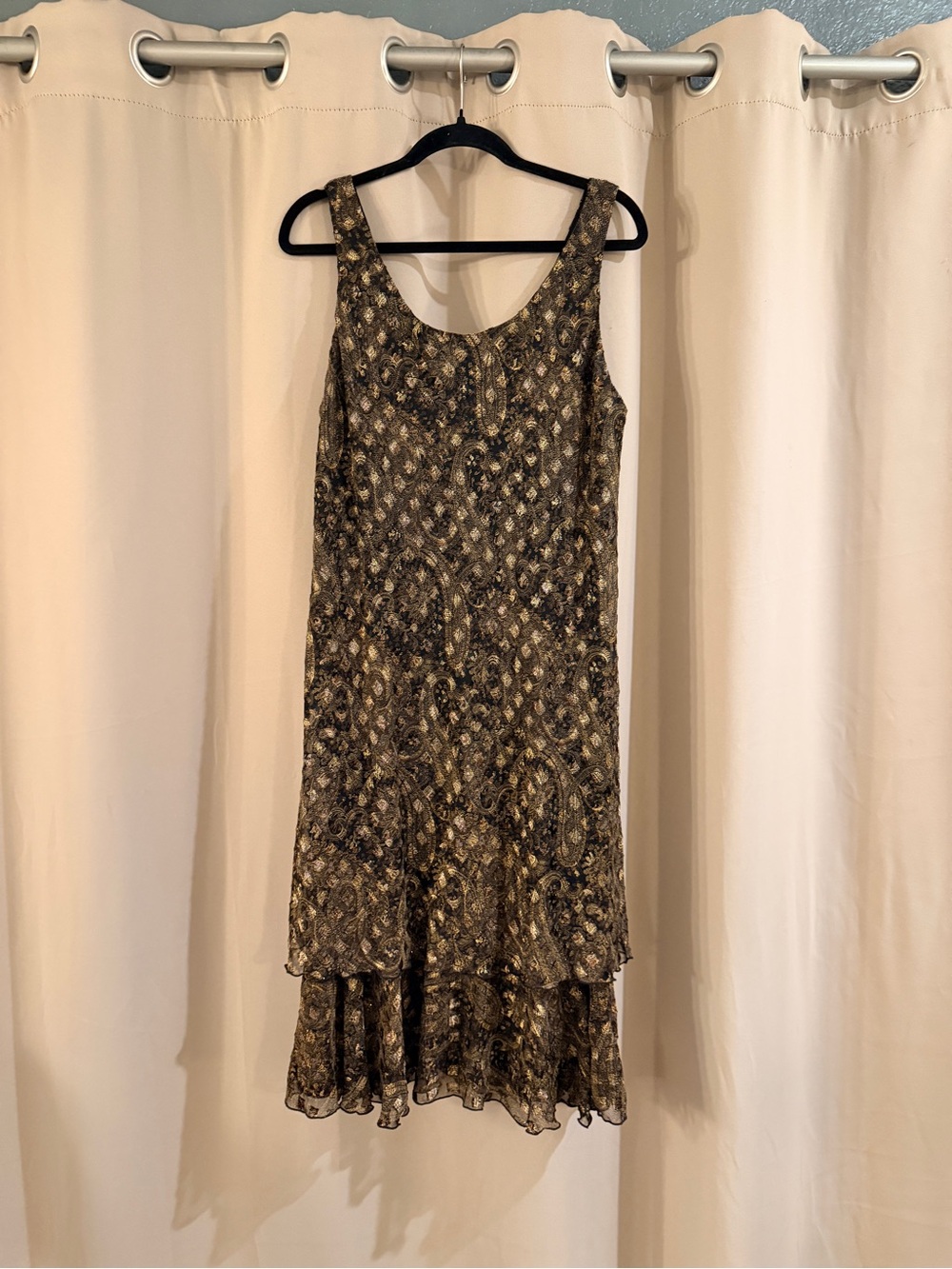 Cattiva Black Paisley Tiered Dress